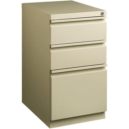 Pemberly Row 27.75" H X 15.00" W Modern 3 Drawer Metal Mobile Filing Cabinet in Putty with Lock Included - color: Beige