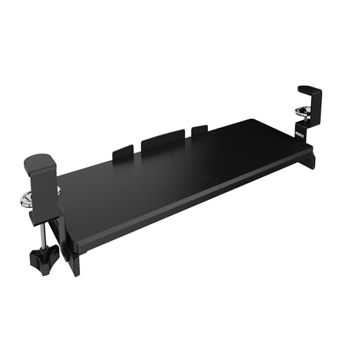 Mount-It! Keyboard Tray Under Desk, 30" (36" Including Clamps) Extra-Wide Pull Out Drawer, No-Drill C-Clamp Mount, Fits Desks 0"–1.77" Thick, Holds 11 lbs, Black - size: 30" x 11"