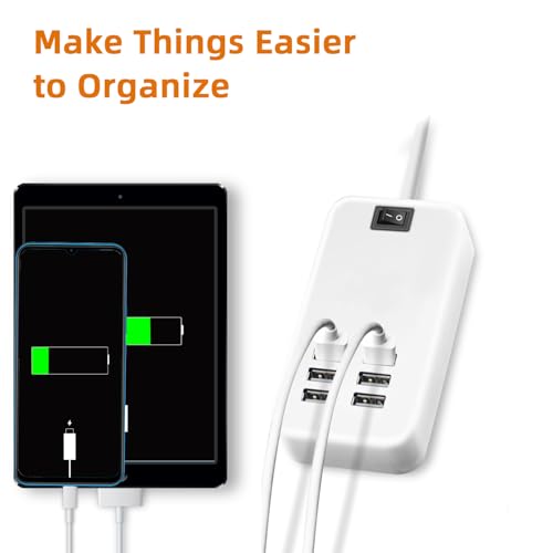 USB Charger Station Multi Port, Portable 6 Ports Chargers for Multiple Devices, Wall Charger Adapter for iPhone 17 16 15 pro max Samsung Galaxy S25/S24/S23