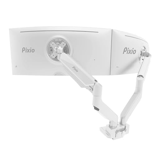 Pixio PS2D White Ultrawide Heavy-Duty Premium Dual Monitor Arm Stand Desk Mount - Fits up to 35 inches Two Monitors, Weights up to 33 lbs Each, Compatible with VESA 75x75mm 100x100mm - color: White, size: Dual 17"-35"