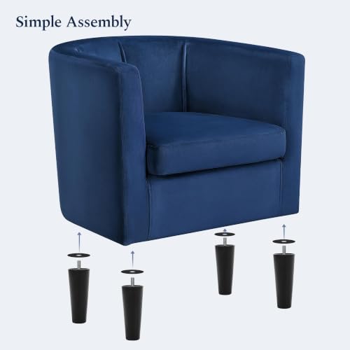 Yaheetech Barrel Accent Chairs Set of 2, Modern Armchairs, Blue | Soft Velvet Chair with High-Density Foam Seat, Upholstered Barrel Sofa Chair for Living Room Bedroom Waiting Room - color: Blue, size: Set of 2