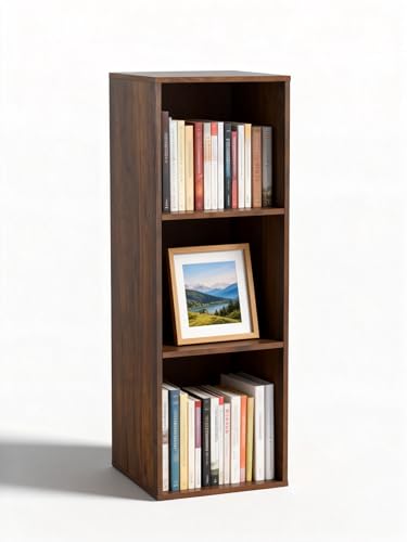 3 Cube Storage Organizer, 3Tier Cube Low Bookcase Freestanding Storage Display Organizer, Three-Cubes Open Shelf Bookshelf for Home Office (Dark Walnut,Black Walnut, 3-Cube) - color: Dark Brown,black Walnut, size: 3-Cube