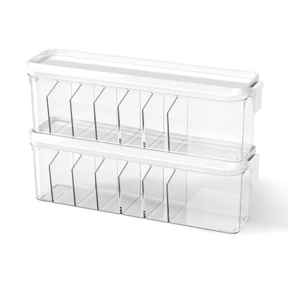 2 Pack Cable Organizer Box with Lid, Charge Cord Storage Organizer | Stackable Cable Storage Box, Fixed Dividers, No Cable Ties, Clear Dustproof Wire Management for Home Office Electronics