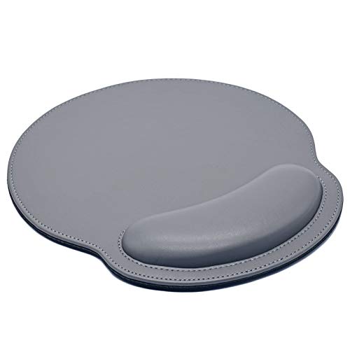 Mouse Pad Leather Wrist Rest Support, Ergonomic Memory Foam Mouse Wrist Rest Pad with Non Slip Rubber Base, Durable, Comfortable Mousepad for Computer Pain Relief at Home, Office, Work Travel, Grey - color: Grey