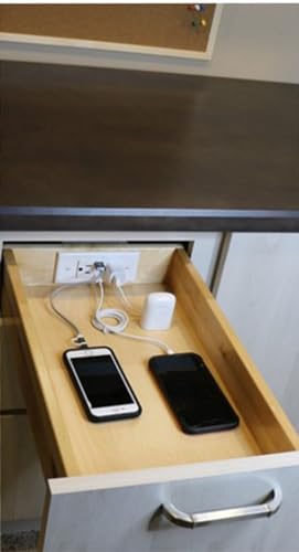 Low Profile Combo (1) USB-A (1) USB-C (2) 15 Amp in Drawer Docking Station Outlet Plugs with Retractable arm - size: (1) USB-A (1) USB-C, style: Low Profile