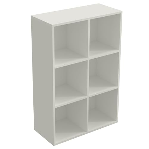 6-Cube Storage Shelf Bookcase, Warm White | Wooden 3-Tier Open Bookshelf, Fits 11×11" Bins, Vertical or Horizontal Use, Full Back Panels, For Home Office - color: Warm White, size: 6-Cube