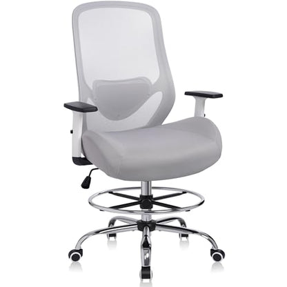 Drafting Office Chair Big and Tall 450lbs Heavy Duty for Standing Desk - color: Grey