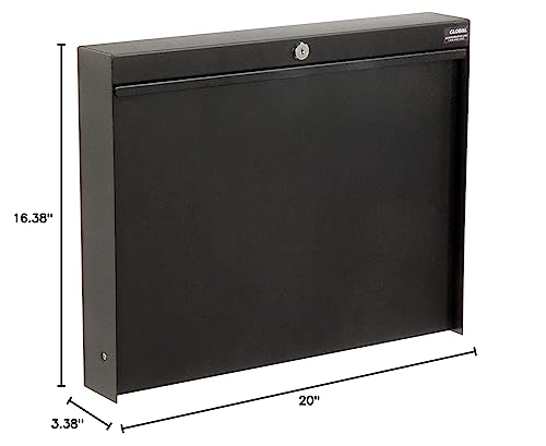 Global Industrial Wall Mounted Fold Down Shop Desk with keyed Lock, Black