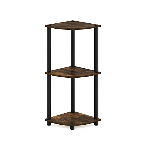 Furinno Turn-N-Tube Toolless Assembly 3-Tier Storage Shelves, Amber Pine - color: Amber Pine/Black, size: 3-Tier
