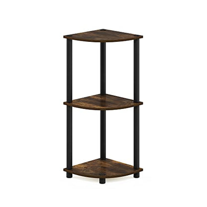 Furinno Turn-N-Tube Toolless Assembly 3-Tier Storage Shelves, Amber Pine - color: Amber Pine/Black, size: 3-Tier