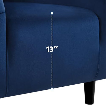 Yaheetech Velvet Accent Chairs, Compact Furry Barrel Chairs with a Curved Silhouette for Small Spaces, Living Room, Bedroom, Navy Blue - color: Navy Blue (Velvet), style: without Ottoman