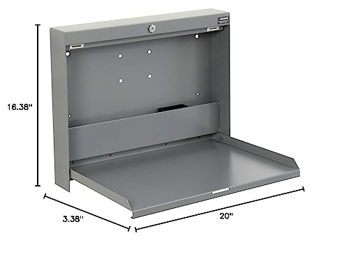 Global Industrial Wall Mounted Fold Down Shop Desk with keyed Lock, 50 Lbs
