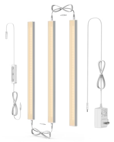 ASOKO Dimmable LED Under Cabinet Lights 2700K, 3 Pcs 12" Linkable - color: Warm White 2700K, size: Manual switch-3 pack