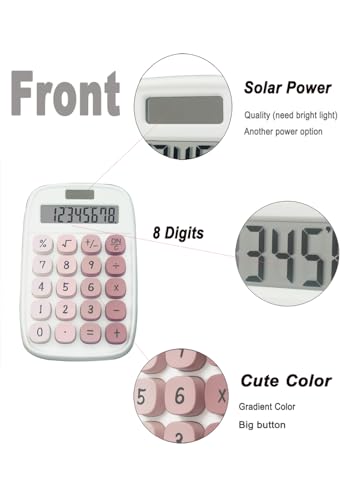 Cute Calculator, Clicky Calculator (Pink) | Large LCD Display 8 Digit Tilt Screen and Big Button for Teachers Students Basic Office - color: PinK