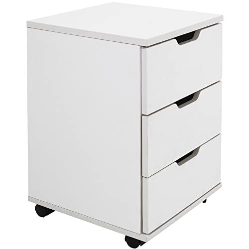 Farini 3-Drawer Vertical Filing Cabinet Rolling Wood Mobile File Cabinets Under Desk for Home Office with Casters，White,Fully-Assembled - color: White, style: Fully-assembled
