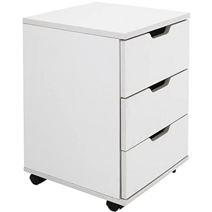 Farini 3-Drawer Vertical Filing Cabinet Rolling Wood Mobile File Cabinets Under Desk for Home Office with Casters，White,Fully-Assembled - color: White, style: Fully-assembled