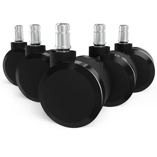 Office Chair Caster Wheels Replacement, 2.36"(60mm) Casters Replacement for Herman Miller Aeron Chair, Universal Size 11x22mm for Carpet and Hardwood Floors(Set of 5) - size: 11mm Stem No Brakes(for Aeron)