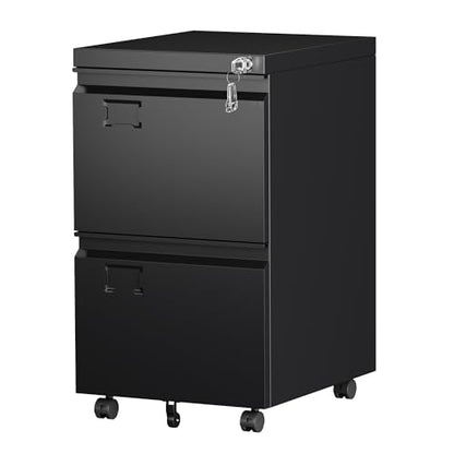 2 Drawer Steel File Cabinet with Lock, Wheels, Assembly Required