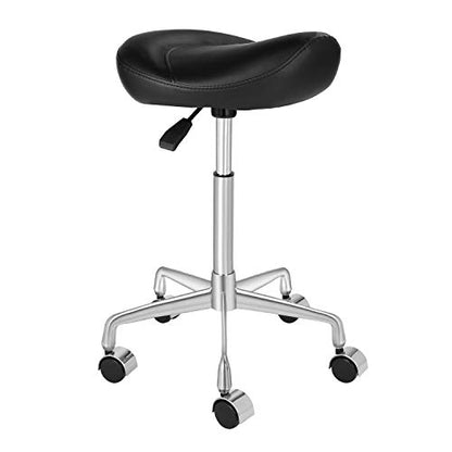 Kaleurrier Rolling Saddle Stools with Wheels: Seat Height 22-28 inch - color: Black, size: Without Back