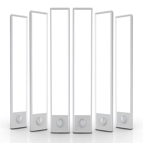 14 inch Under Cabinet Lighting, 6 Pack Motion Sensor Light Indoor Rechargeable Magnetic Closet Lights Battery Operated, Under Counter Lights for Kitchen, Wardrobe, Hallway, Stairs White Light - color: White Light, size: 14inch
