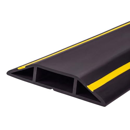 3-Channel 10ft Floor Cord Cover with Anti-Slip Base & Yellow Warning Strips - size: 10 FT Upgrade