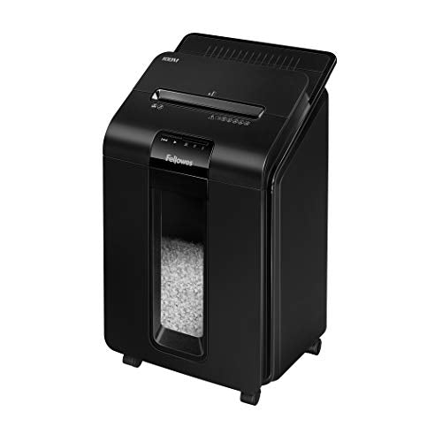 Fellowes AutoMax Micro-Cut 100M Commercial Office Auto Feed 2-in-1 Paper Shredder with 100-Sheet Capacity & Powershred Performance Paper Shredder Lubricant Sheets