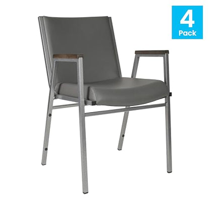 Flash Furniture Hercules Vinyl Stack Chair with Arms, Gray, 4-Pack - color: Gray Vinyl, size: Set of 4