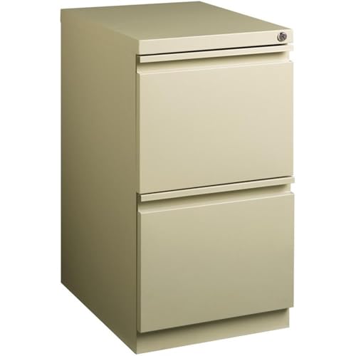Hirsh Industries Scranton & Co 20" 2-Drawer Metal Mobile Pedestal Filing Cabinet, Beige Finish, 27.75" H, Hidden Casters, Letter-Size File Compatibility, Lockable, Commercial Grade Office Furniture - color: Beige