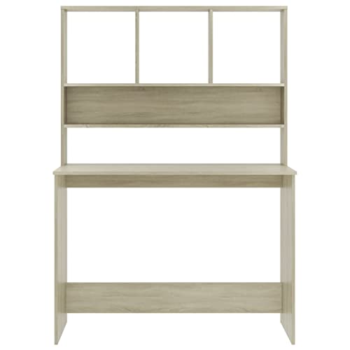 Desk with Shelves Sonoma Oak 43.3"x17.7"x61.8" Engineered Wood Office Desk with Storage for Small Spaces - color: Sonoma Oak