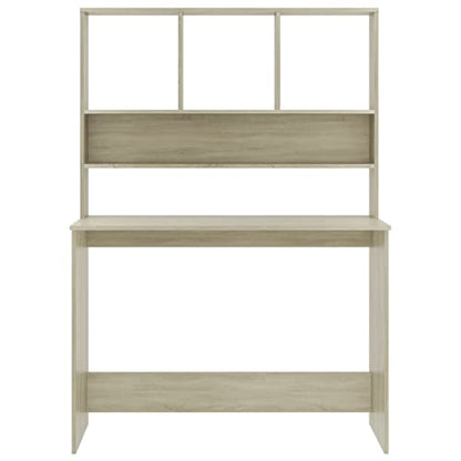 Desk with Shelves Sonoma Oak 43.3"x17.7"x61.8" Engineered Wood Office Desk with Storage for Small Spaces - color: Sonoma Oak