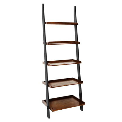 Convenience Concepts French Country Ladder Bookshelf 25" - Classic Living Room Bookcase for Traditional, Modern Office, Family Room & Home Office, Dark Walnut - color: Dark Walnut / Black