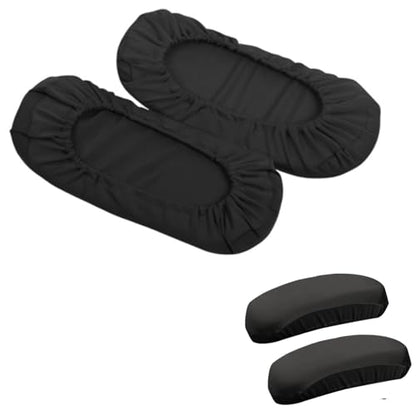 1Pair Armrest Chair Covers, Stretch Computer Chair Slipcover Soft Desk Chairs Arm Cover Furniture Protector for Office, Desk, Gaming Chairs(Black/Without Padding) - color: Black