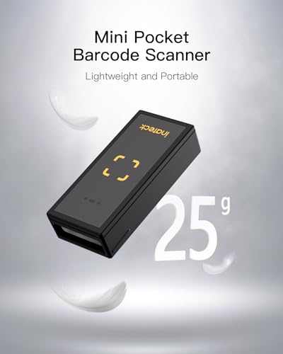 Inateck Barcode Scanner Bluetooth, 1D 2D QR Code Scanner Kabellos 2.4GHz, Portable Wireless Barcode-Scanner Laser, Mini Handscanner with APP and SDK, BCST-46