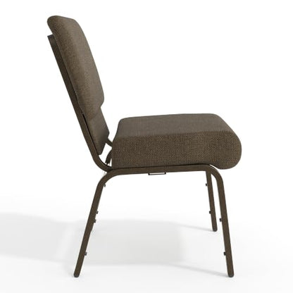 Flash Furniture HERCULES Series 21''W Stacking Church Chair in Brown Fabric - Gold Vein Frame - color: Brown Fabric/Gold Vein Frame, size: Set of 1