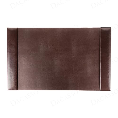 DACASSO Bonded Leather Desk Pad with Side Rails - Luxury Leather Desk Blotter for Writing (30 x 18, Brown) - color: Dark Brown