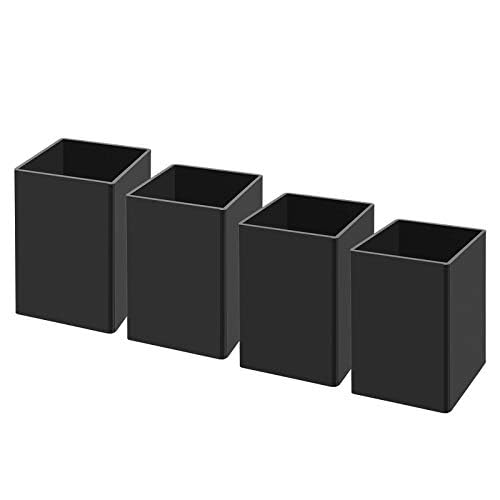 NIUBEE Black Acrylic Pen Holder 4 Pack, Desktop Pencil Cup Stationery Organizer for Office Desk Accessory | Black acrylic pen holder, compact space-saving design; holds pens & makeup brushes for office, school and home desktop - color: Black