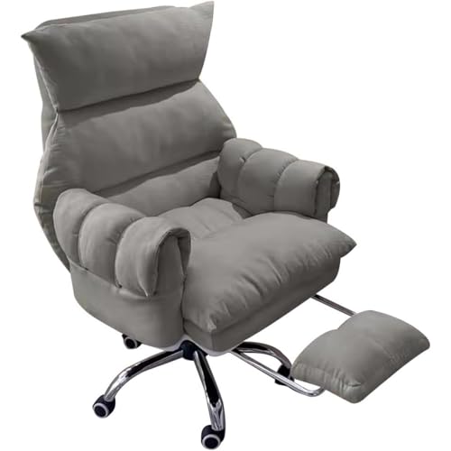 Executive Office Chair with Wheels, Swivel Computer Recliner, Padded Seat & Arms, Adjustable Height, Ergonomic Desk Chair for Home Office, Study & Conference,Light Grey-with Footrest - color: Light Grey, size: With Footrest