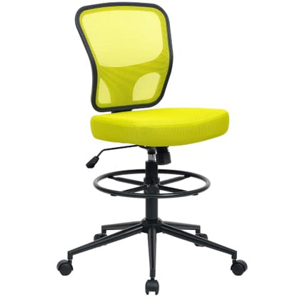 Armless Office Chair, Tall Ergonomic Office Chair for Standing Desk, Adjustable Height Mesh Computer Chair with Foot Ring & Wheels, Rolling Home Office Desk Chair - color: Green