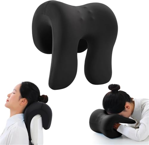 Neck Support Pillow Headrest Attachment for Office Chair,Memory Foam Ergonomic Pillow with Washable Cover,Multipurpose for Desk Napping/Travel,Universal Fit (Black) - color: Black