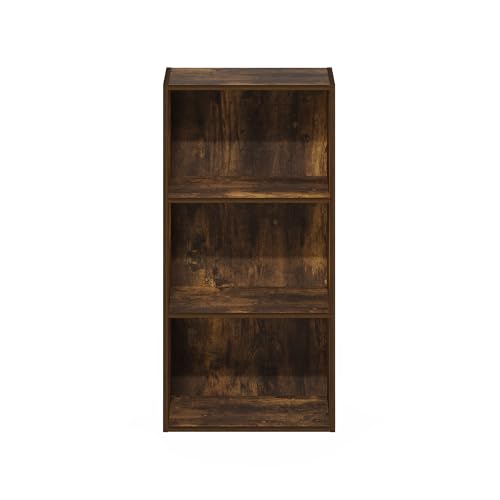 Furinno LUDER Book Shelf, 3-Tier Modern Bookshelf, Open Shelves Bookcase, 9.3" x 16" x 31.4", for Living Room, Bedroom, Home Office, Amber Pine - color: Amber Pine, size: 3-Tier, 9.3 x 16 x 31.4