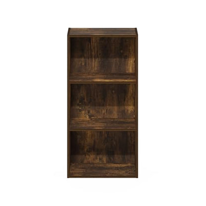 Furinno LUDER Book Shelf, 3-Tier Modern Bookshelf, Open Shelves Bookcase, 9.3" x 16" x 31.4", for Living Room, Bedroom, Home Office, Amber Pine - color: Amber Pine, size: 3-Tier, 9.3 x 16 x 31.4