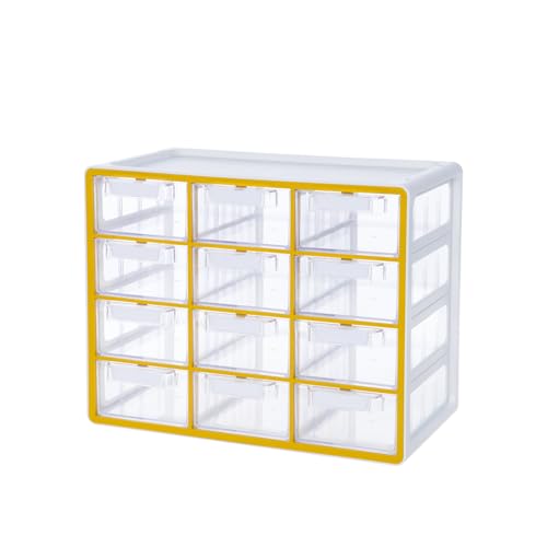 Blue Ginkgo 12-Drawer Storage Cabinet Organizer, Yellow, Made in Korea | Stackable. Adjustable. Easy Visibility. - color: YELLOW, size: 12 Drawer