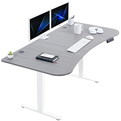 VIVO Dark Gray 63 x 32 in Standing Desk, DESK-KIT-2W1G - color: Dark Gray Top / White Frame, size: 63 x 32
