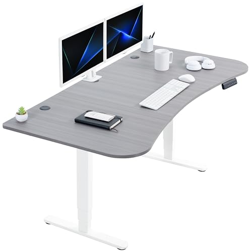 VIVO Dark Gray 63 x 32 in Standing Desk, DESK-KIT-2W1G - color: Dark Gray Top / White Frame, size: 63 x 32