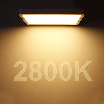 LED Flush Mount Ceiling Light Fixture, 2800K Warm White, 12inch 24W, 3200LM, Slim Flat Panel Lighting Fixture, Square Modern Ceiling Lamp for Bedroom, Kitchen, Living Room, Closet, Stairwell, IP40 - color: Warm White, size: Square-White
