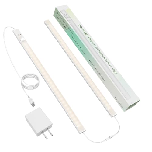USB Plug-in Motion Sensor Light, ON/Night/Day Modes, Bright&Dimmable | 14" Slim LED Under Cabinet Lighting Indoor for Kitchen, Cabinet, Closet - 4000K Neutral White, 2-Bar Linkable - color: Neutral White, size: 1 * 2-Bar