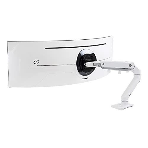 Ergotron – HX HD Premium Heavy Duty Gaming Monitor Arm, Single Monitor Desk Mount – for 1000R Curved Ultrawide Monitors Up to 49 Inches, 28 to 42 lbs, VESA 75x75mm or 100x100mm – HD Pivot, White - color: White, size: HD Pivot