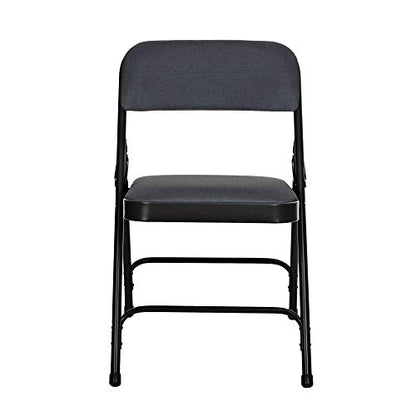 OEF Furnishings OEF2200 Series Heavy-Duty Premium Fabric Padded Upholstery Double-Hinged Folding Chairs (4-Pack, Classic Black) - color: Black