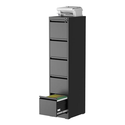 5 Drawer File Cabinet for Home Office, Vertical Filing Cabinet - color: Black, size: 64.2"H - 5 Drawer