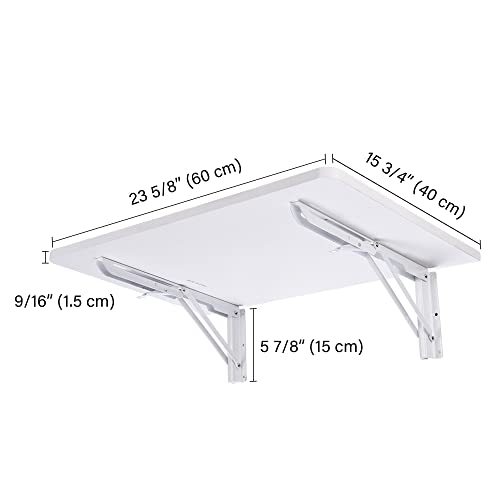 Yescom Wall Mounted Floating Folding Desk Wooden PC Dining Drop Leaf Table - color: White